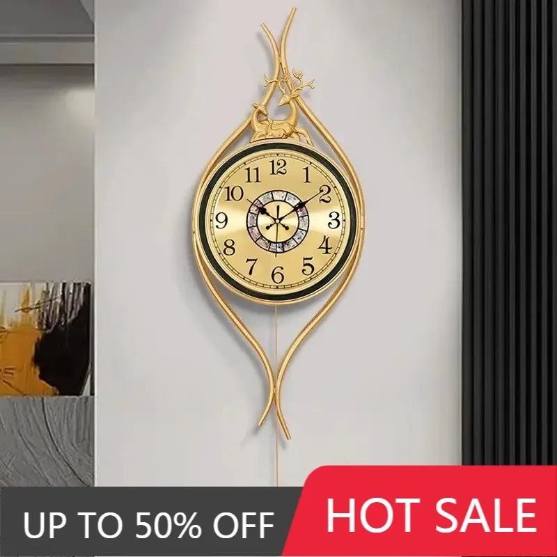 European-style Brass Wall Clock High-end Art Home Decor Fashionable Trending Light Luxury Wall-mounted Clock