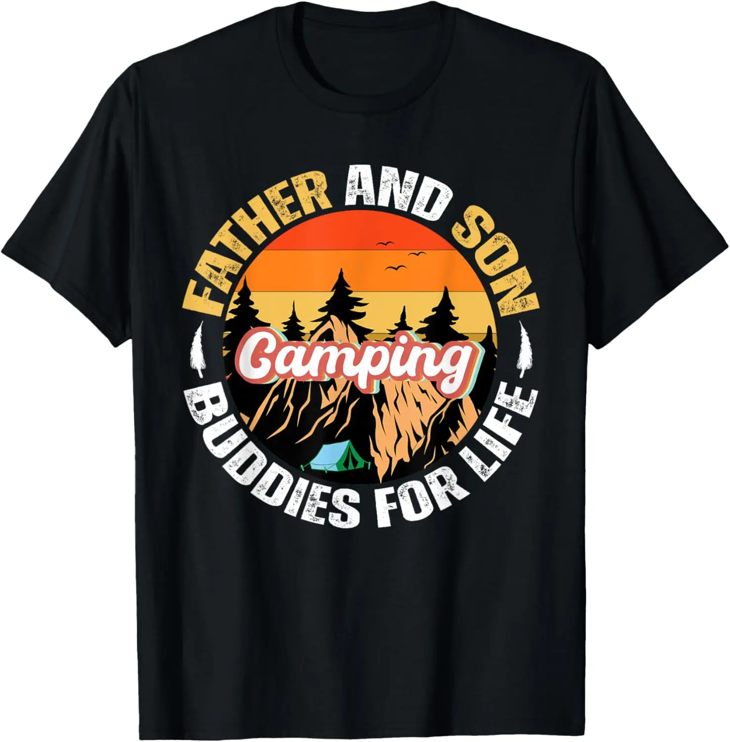 Dad and Son Camping Buddies for Life Family Matching Camping T-Shirt