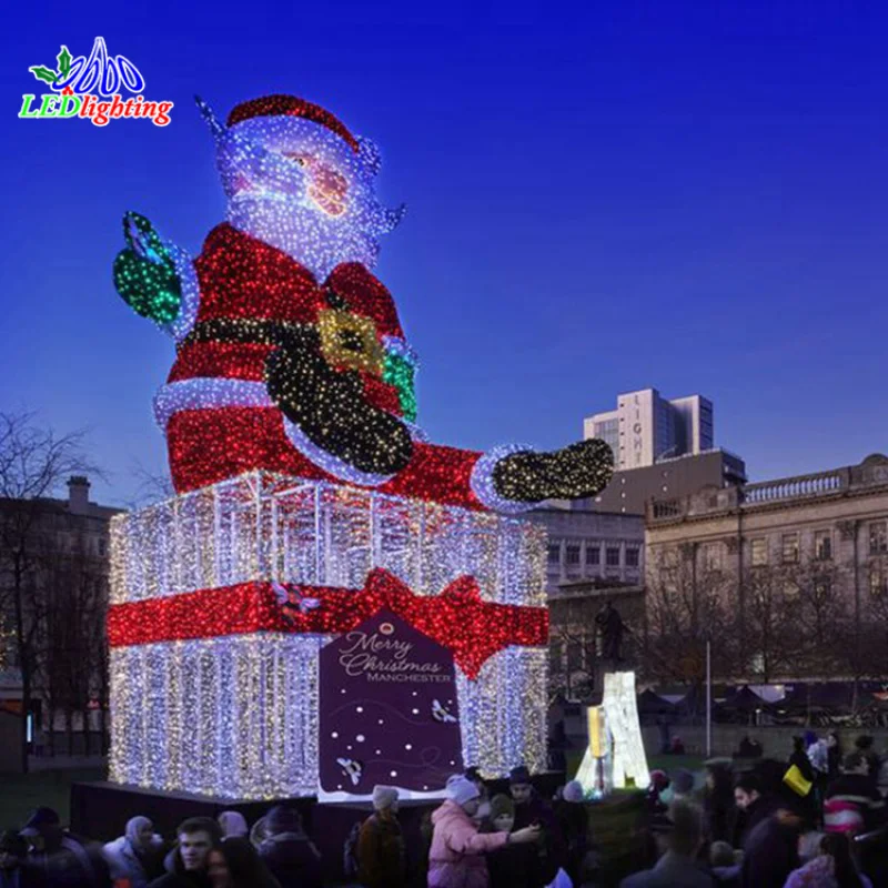 Custom.3D best-selling outdoor waterproof decorative LED Santa Claus Sculpture motif light