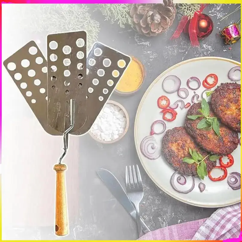 M04K уличная лопатка для барбекю из нержавеющей стали с прорезями, портативный скребок для гамбургеров, посуда