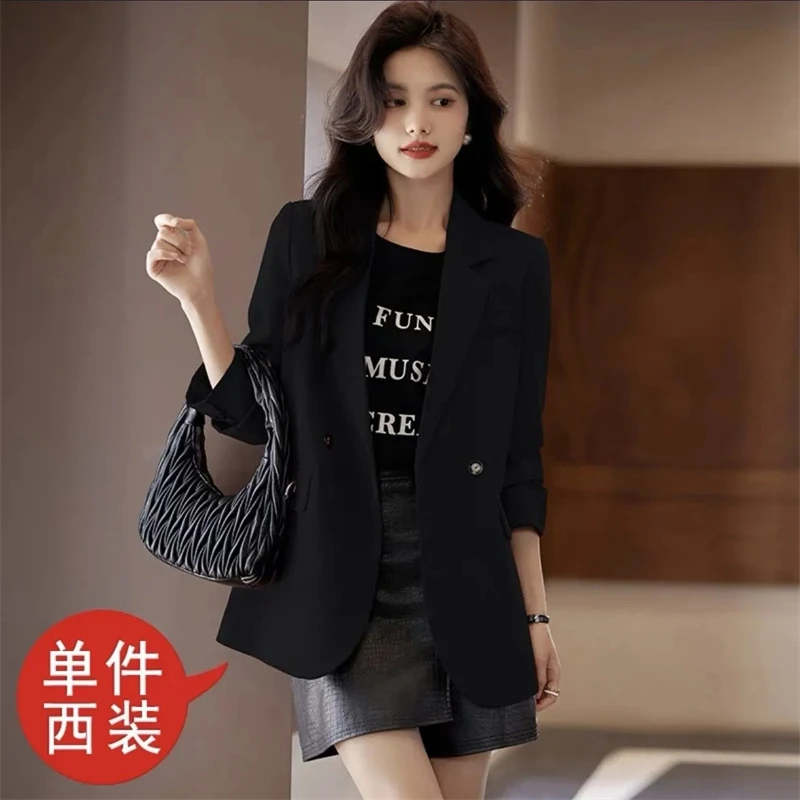 Spring Autumn Trend Double Breasted Elegant Women's Suit Forking Design Sense Ladies Small Coat