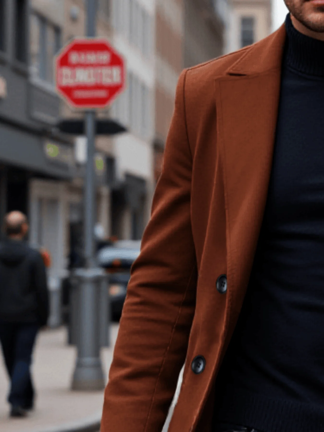 معطف واق من المطر مزدوج الصدر للرجال جديد للخريف والشتاء من الصوف السميك المقاوم للرياح