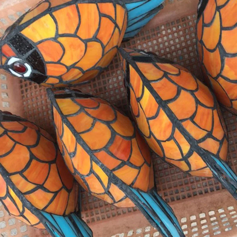 BELLE Tiffany Glass Table Lamp LED Creative Novelty Red Small Fish Desk Light For Home Study Bedroom Bedside Decor