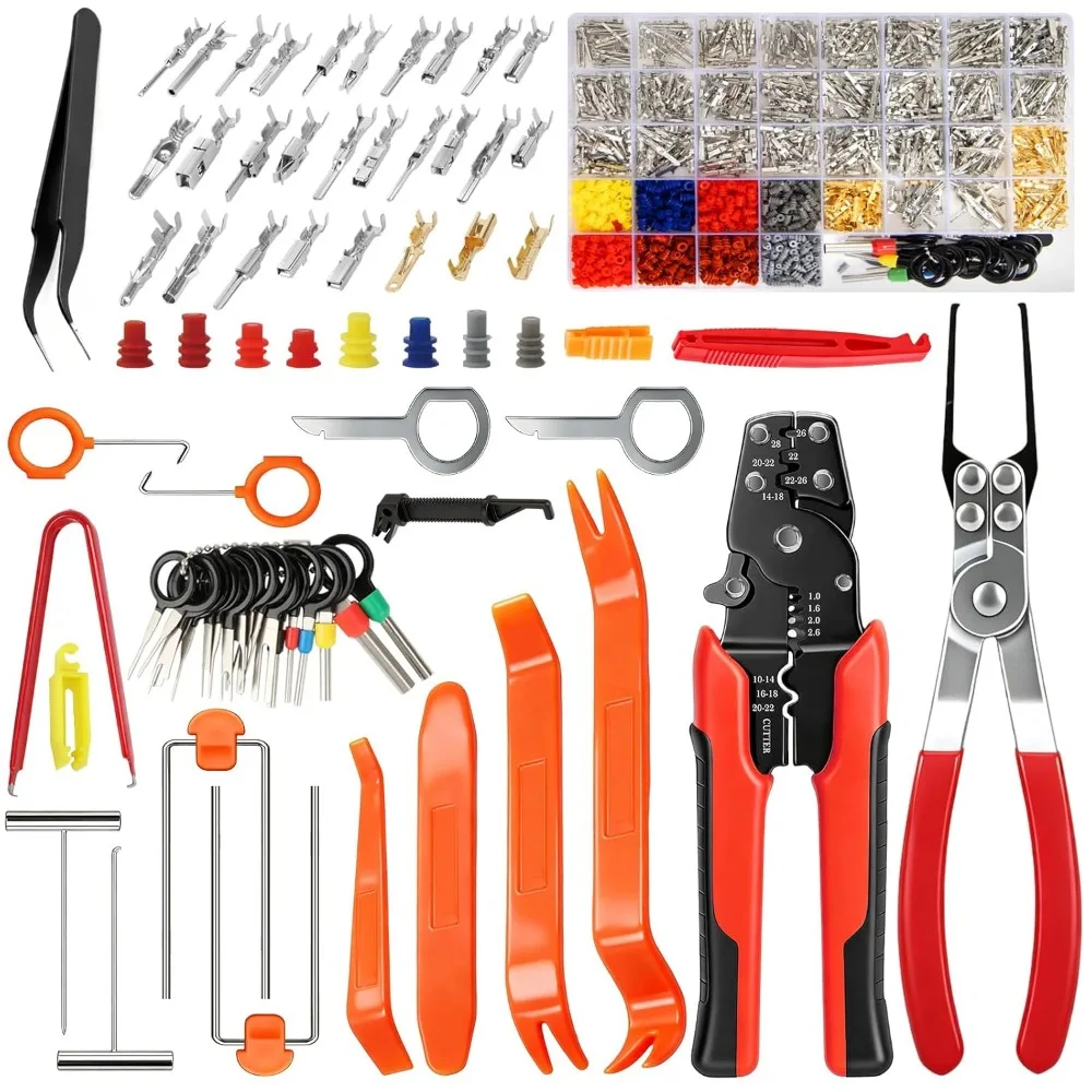 

1398Pcs Automotive Electrical Connectors Kit, 28 Types Electrical Terminal Pins with Crimp Tool,