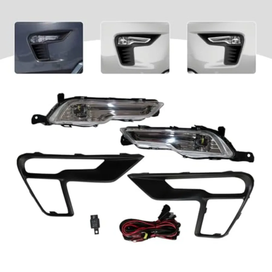 طقم إضاءة الضباب LED الشفاف لـ 20182019 Ford Explorer مع إطار التبديل والأسلاك المصد الأمامي شنت مجموعة مصابيح القيادة Repl #6