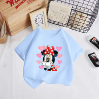 2025 Summer Children's T-shirt Minnie Cartoon Printed Cotton Short Sleeve Round Neck Comfortable Loose Top