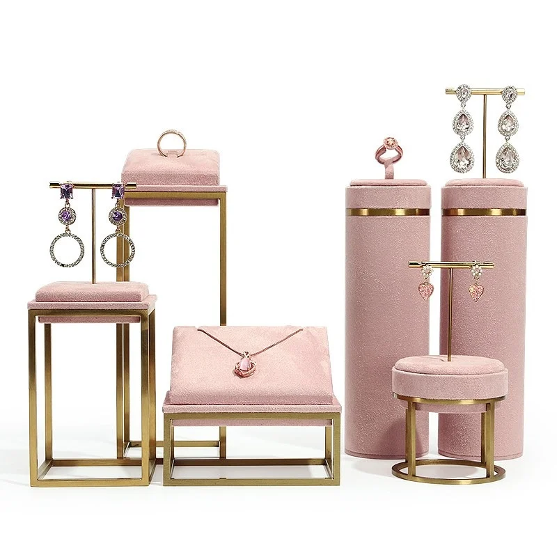 New Pink Jewelry Display Stand For Earrings Studs Rings Bracelets Necklaces And Accessories Jewelry Shop Show Shelf