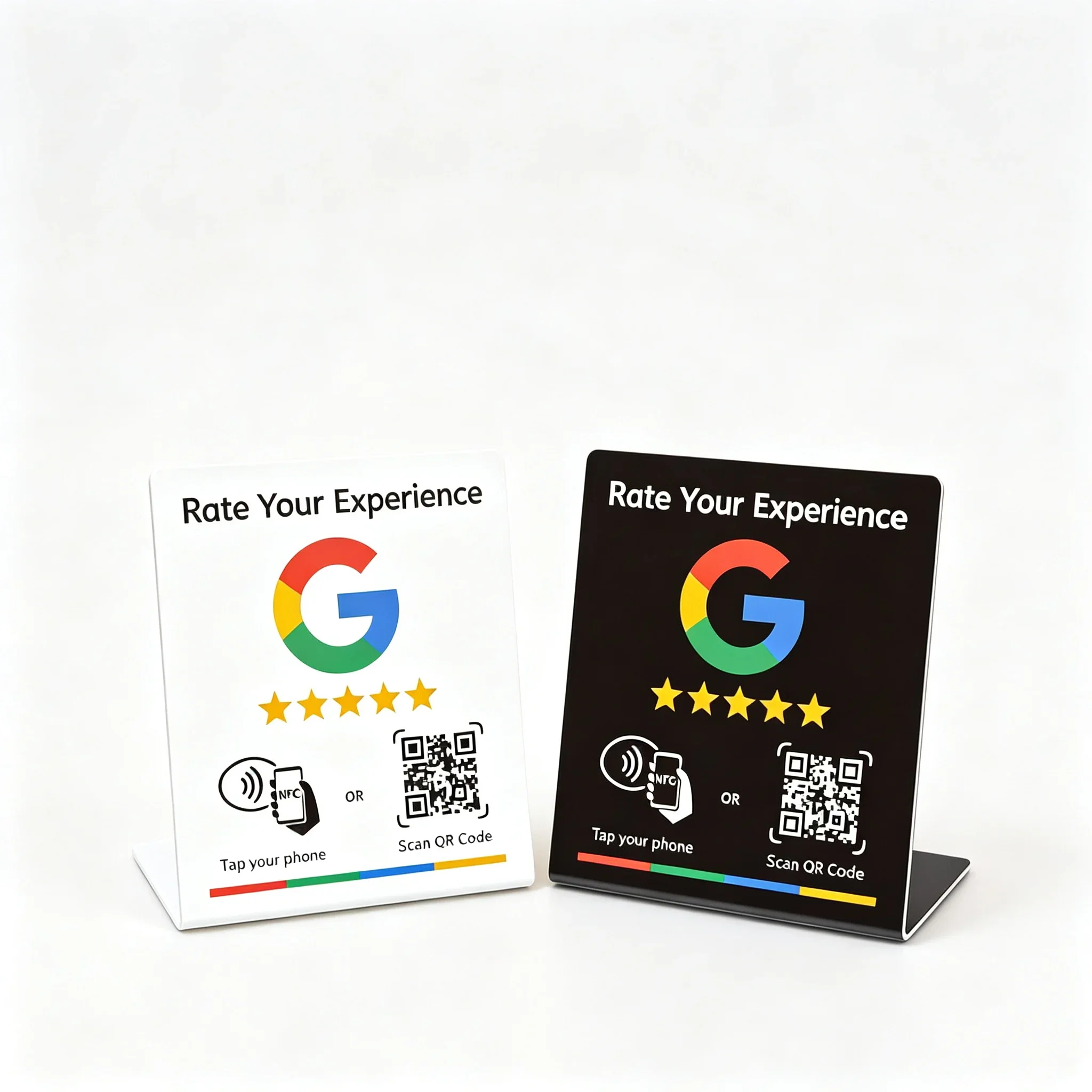 Programmable NFC Review Card with Adjustable Table Stand NTAG215 13.56MHz Dynamic QR Code for Restaurant Customer Feedback