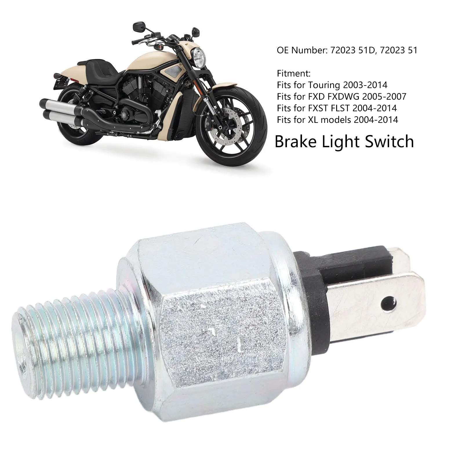 

72023 51E Brake Light Switch 72023 51D Hydraulic Brake Stoplight Switch with Cable for Touring FXD FXDWG FXST FLST XL
