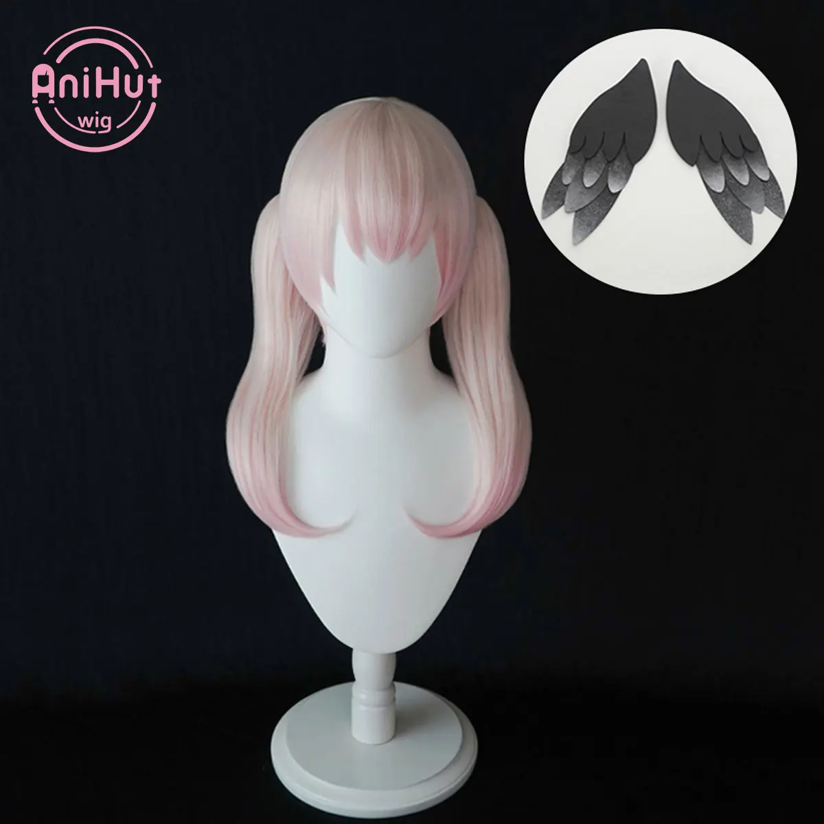 Perruque de Cosplay Shimoe Koharu, perruque synthétique lisse rose 36cm, bleu, résistante à la chaleur
