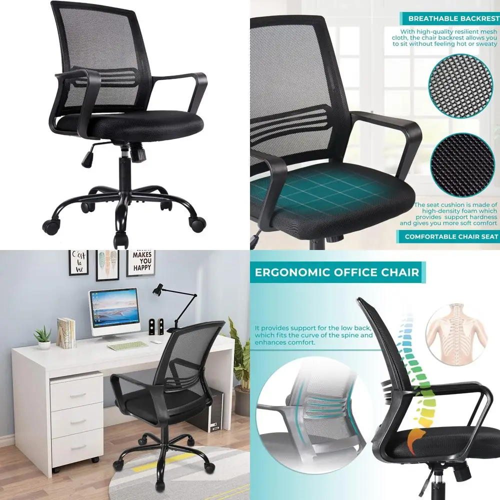 

Ergonomic Mid-Back Mesh Swivel Chair for Home Office and Task Work