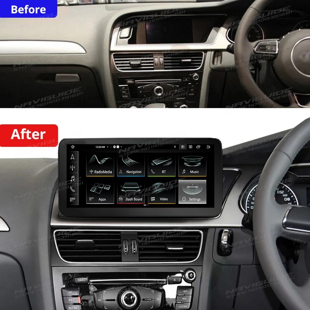 NAVIGUIDE 10.25INCH Android 12 For Audi A4 A4L A5 LHD RHD 2009-2016 Car Radio 8+128G Stereo Bluetooth Carplay Multimedia Player