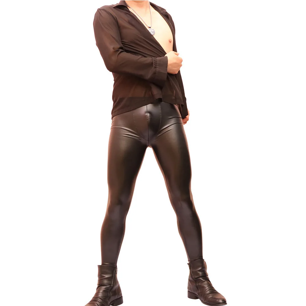 

Charming new convex sexy clothing men's leather pants PU leather pants leggings, performance clothing shiny pants men