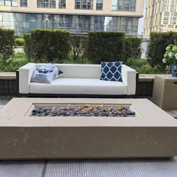 New Wholesale Customized Outdoor Furniture Big Size Rectangular Propane Gas  Fire Pit Table