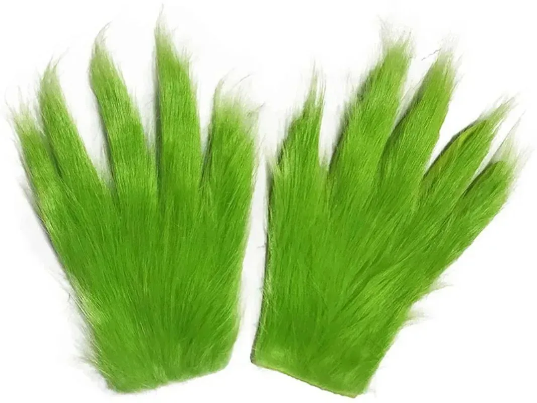 Christmas Green Fur Gloves Monster Animal Devil Demon Costume Men Women Adult Santa Scary Halloween Joker For Kid Child Boy Girl