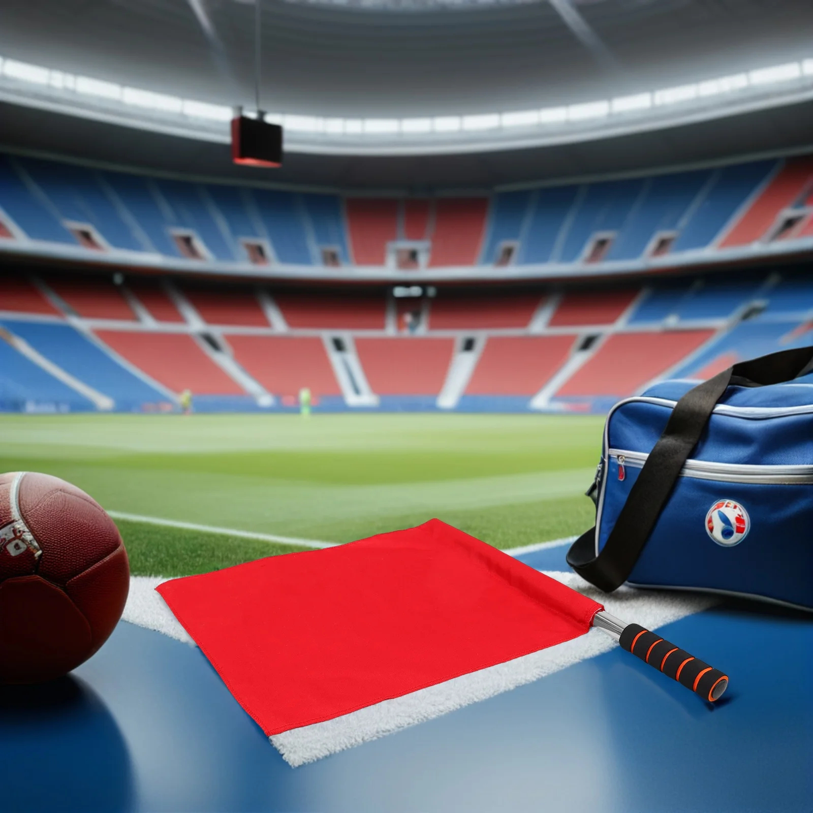 

5pcs Referee Signal Flags Soccer Assistant Flags Kit With Stainless Steel Pole For Sports Training Racing Conducting Flag Match