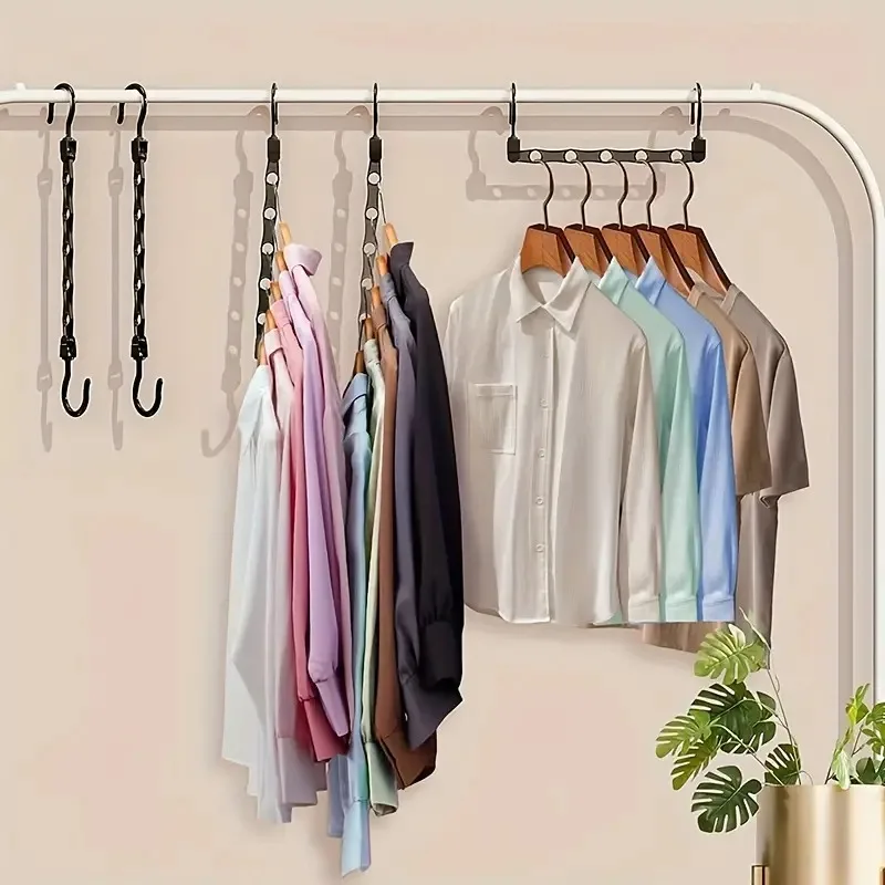 10 Pcs Space Saving Magic Hangers Sturdy Plastic Holder Heavy Clothes Organizer For Dorms Apartments Small Closet