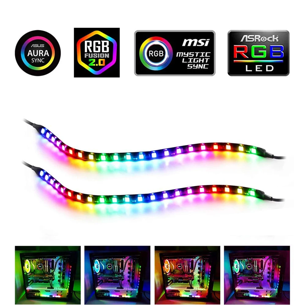 WS2812b ARGB LED Strip 5V 60Led/m Addressable Rainbow LED light 3PIN for ASUS AURA SYNC / MSI Mystic Light Sync / GIGABYTE