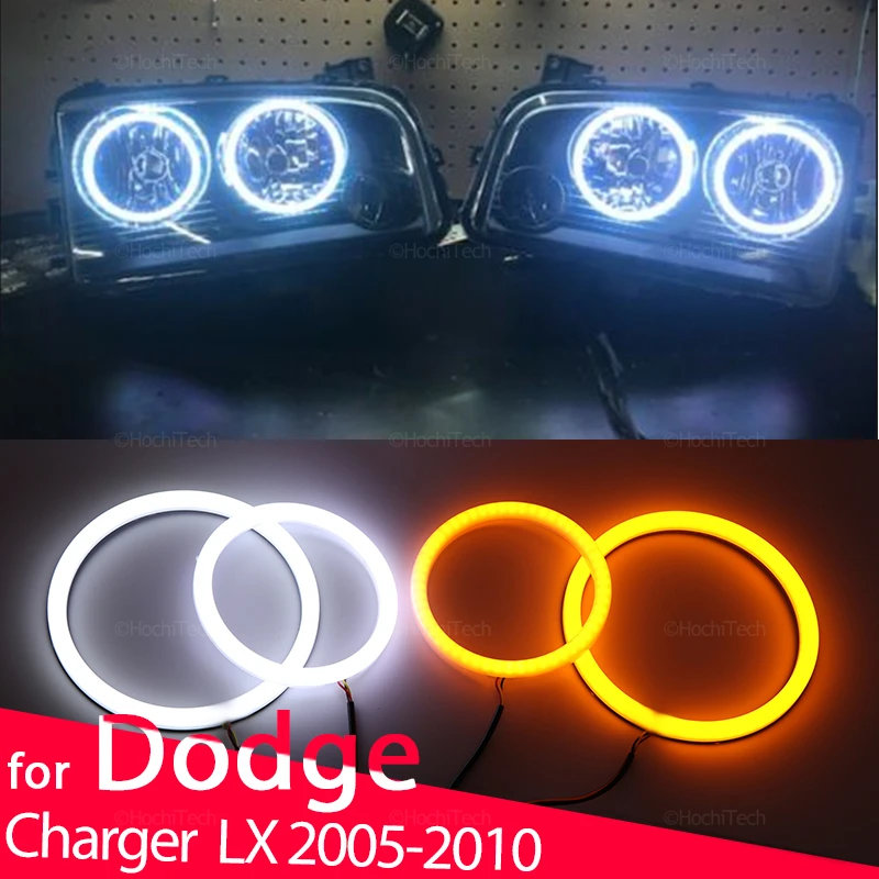 

White & Yellow Cotton Smd LED Headlight Angel Eyes Bulb Halo Ring Lamp for Dodge Charger LX 2005-2010 car accessories DRL