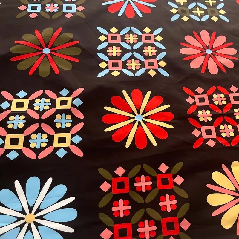 Europe And America Fashion Geometric Flower Printed Poplin Cotton Fabric For Women Dress Blouse Handmade DIY Cloth Sewing