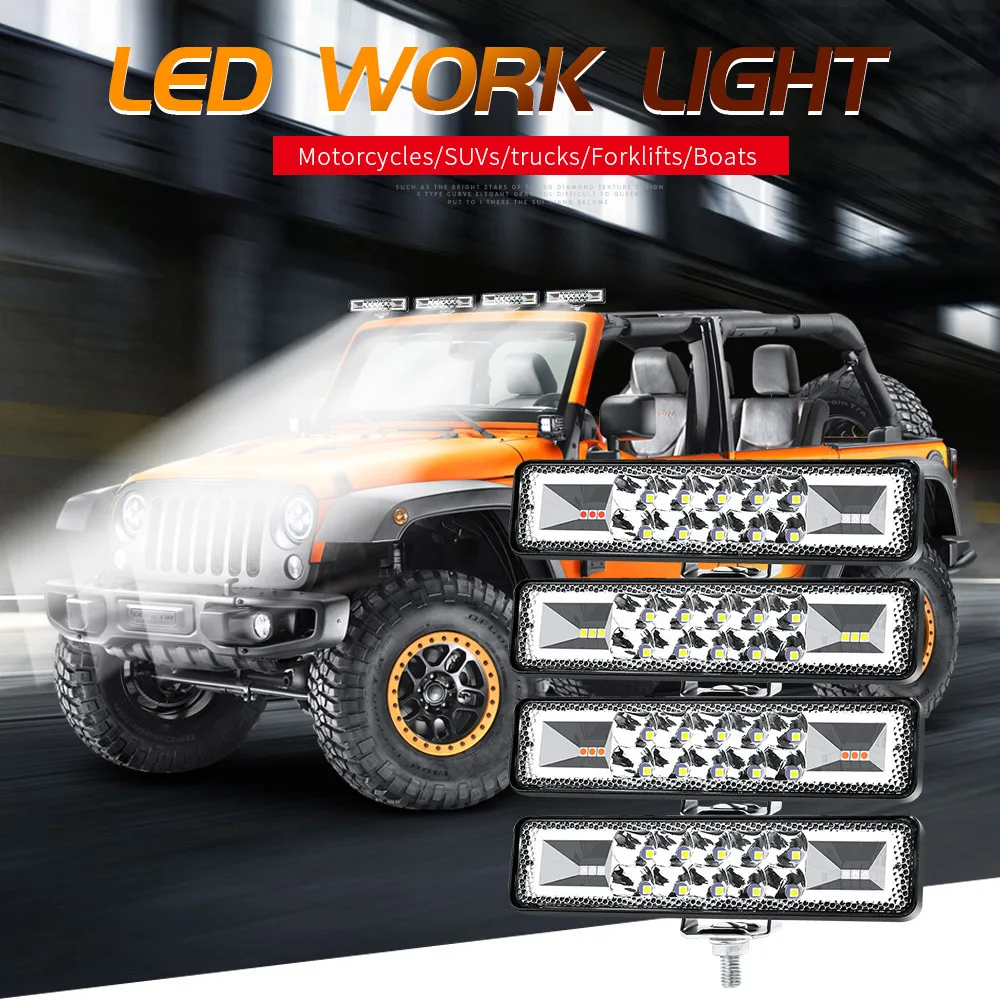 Car LED Work Light Headlights Auxiliary Lights Jeep Wrangler JK TJ motorcycle 48W Red Blue Yellow White Strobe Inspection Lights