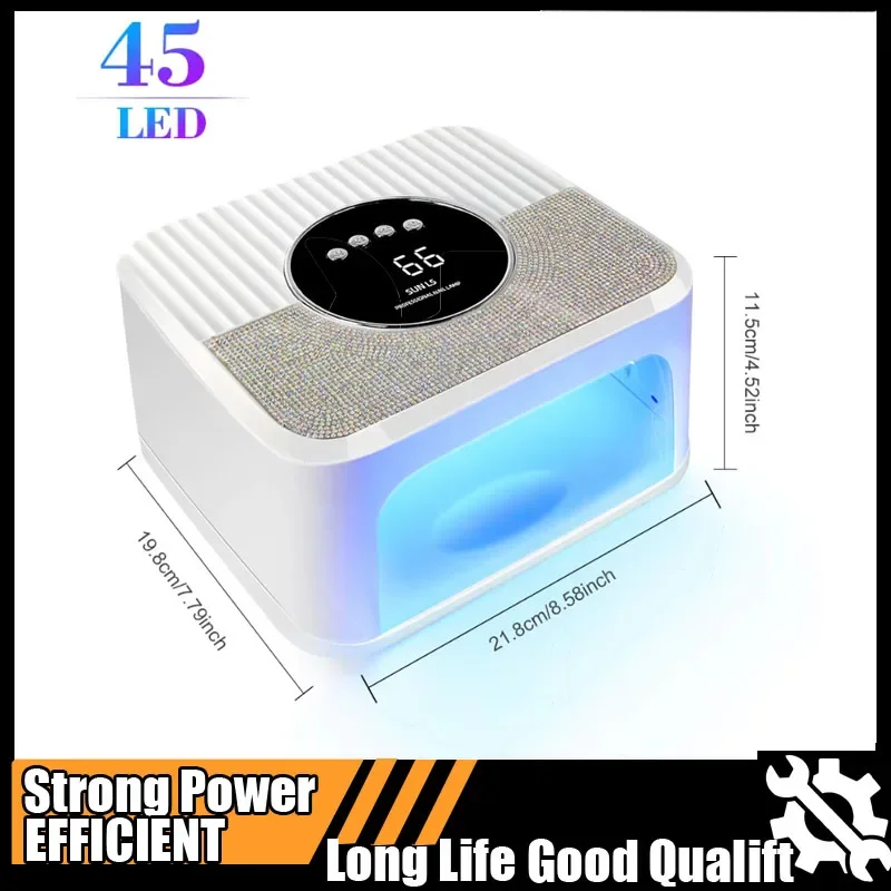 

Hot 45LED UV Nail Lamp High Power Nail Dryer with LCD Smart Screen Gel Curing Drying Lamp Removable Base Pedicure Tool