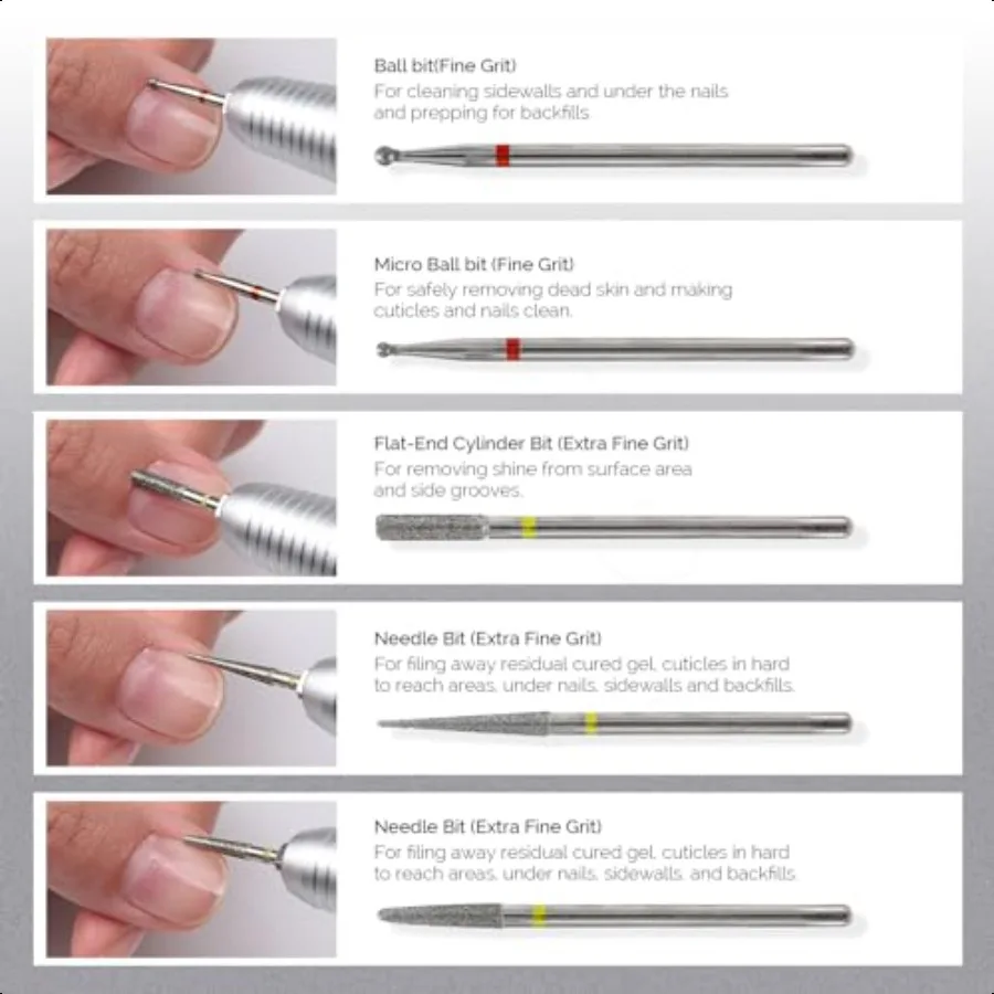 10 stks nagelboren set 3 32 inch diamant nagelriem nagelbits kit voor nagelboor EFile manicure pedicure remover gereedschap voor acry