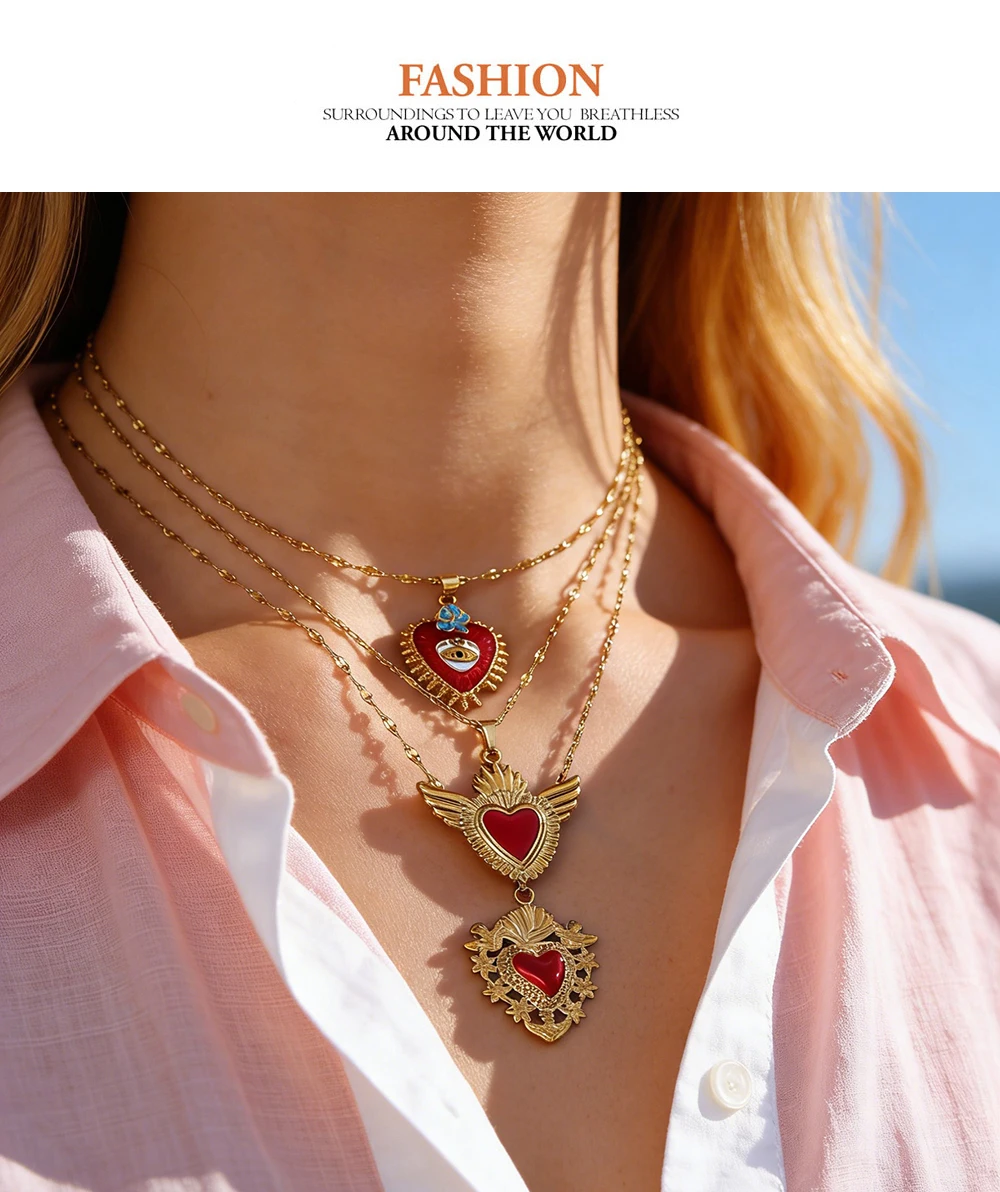 1 personalized retro titanium steel drip oil irregular love necklace, versatile necklace for banquets and parties