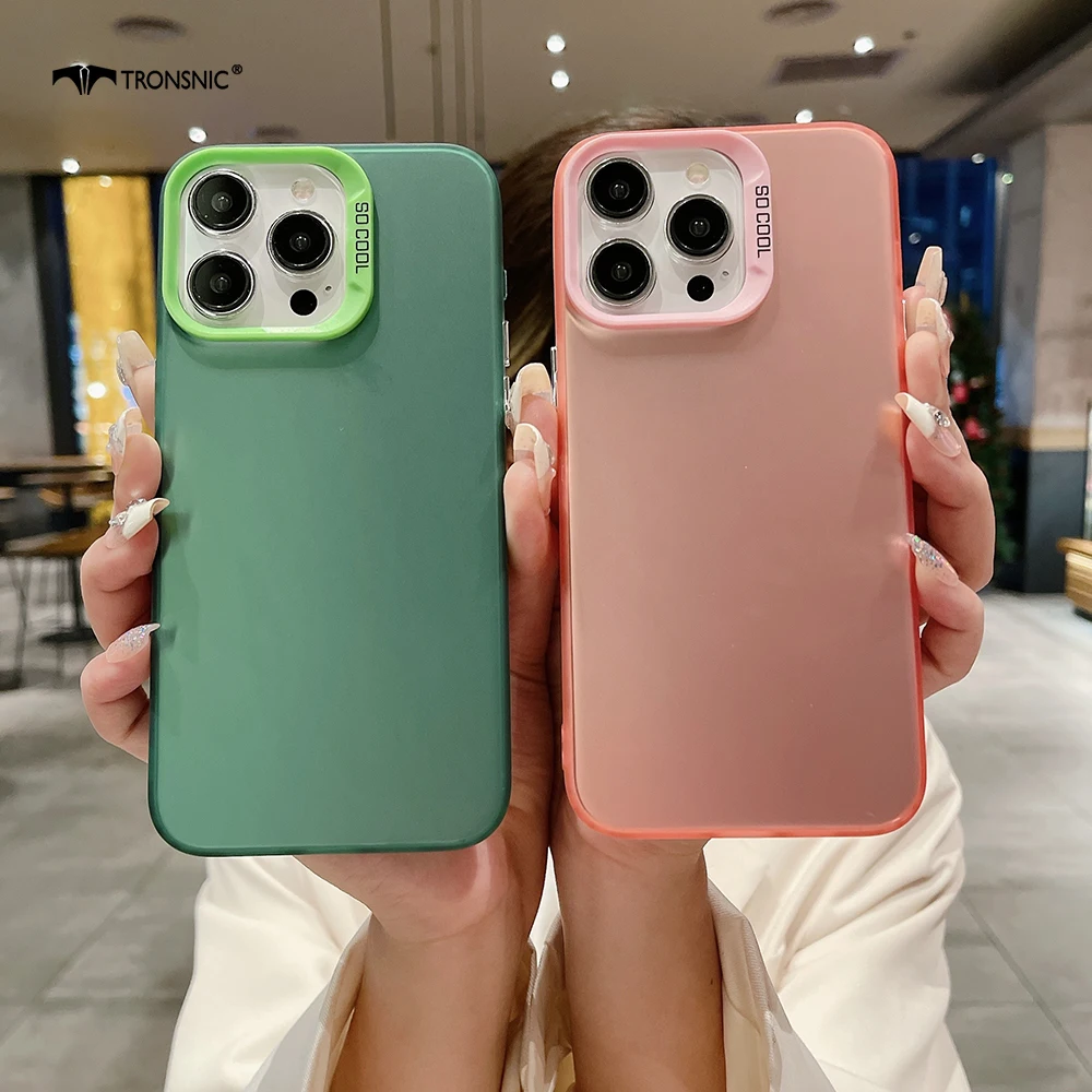 Acrylic Colorful Phone Case for iPhone 15 14 13 12 11 Pro Max Xs Max XR Luxury Soft Frosted Purple Red Solid Color Simple Covers