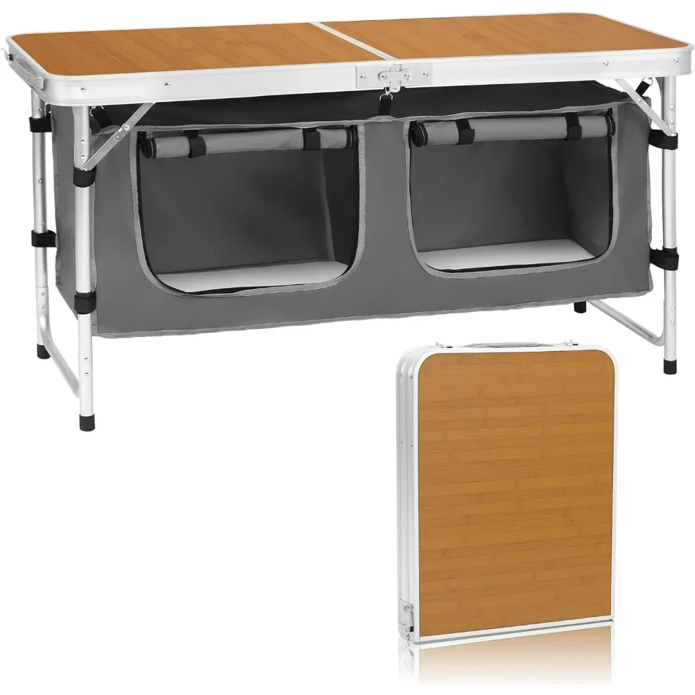 

Camping Folding Aluminum Table with Adjustable Legs for Outdoor Travel Beach, Backyards, BBQ, Party and Picnic Foldable Table