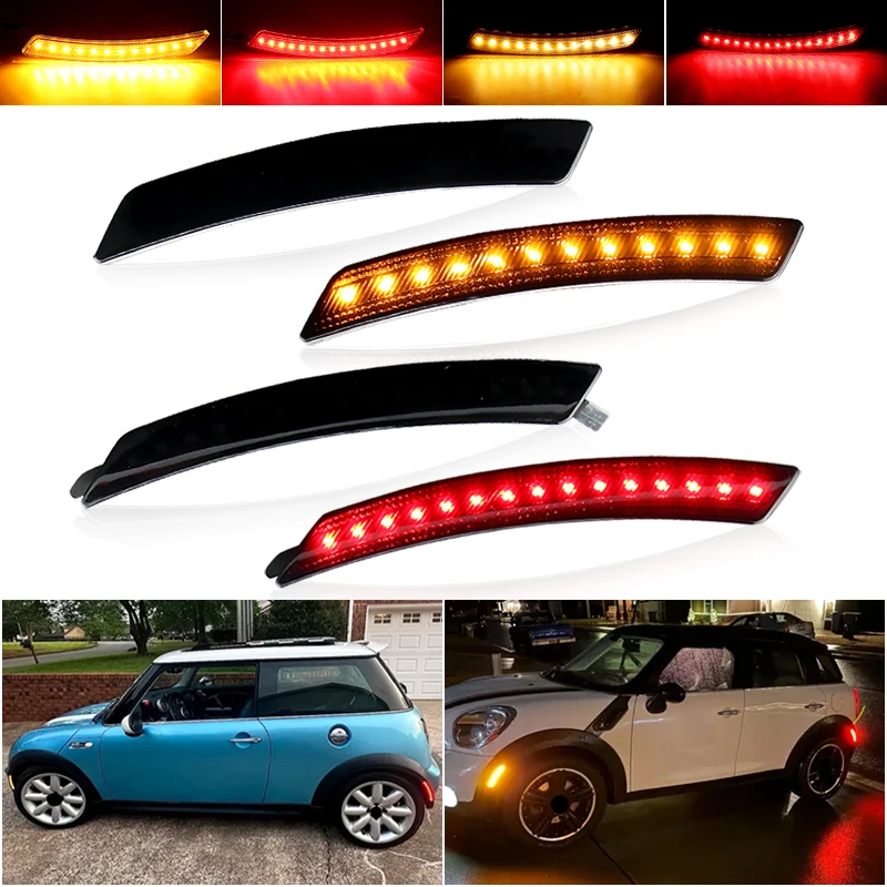 

For Mini Cooper R55 R56 R57 R58 R59 R60 R61 Smoked Lens LED Side Marker Lamp Amber Front Red Rear Side Fender Lights Accessories