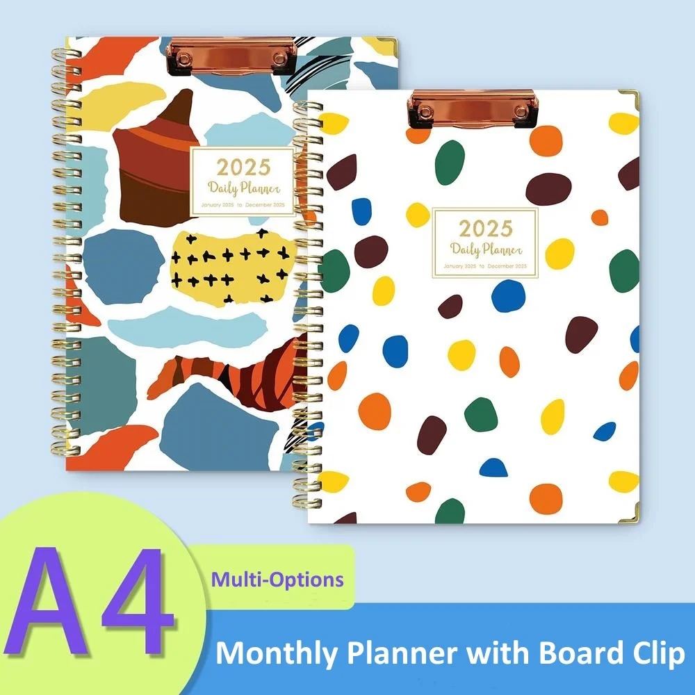 

2025 Annual Year A5 Journal Notebook Weekly Monthly Yearly Planner With Board Clip And Pocket Time Calendar 12 Monthly Planner