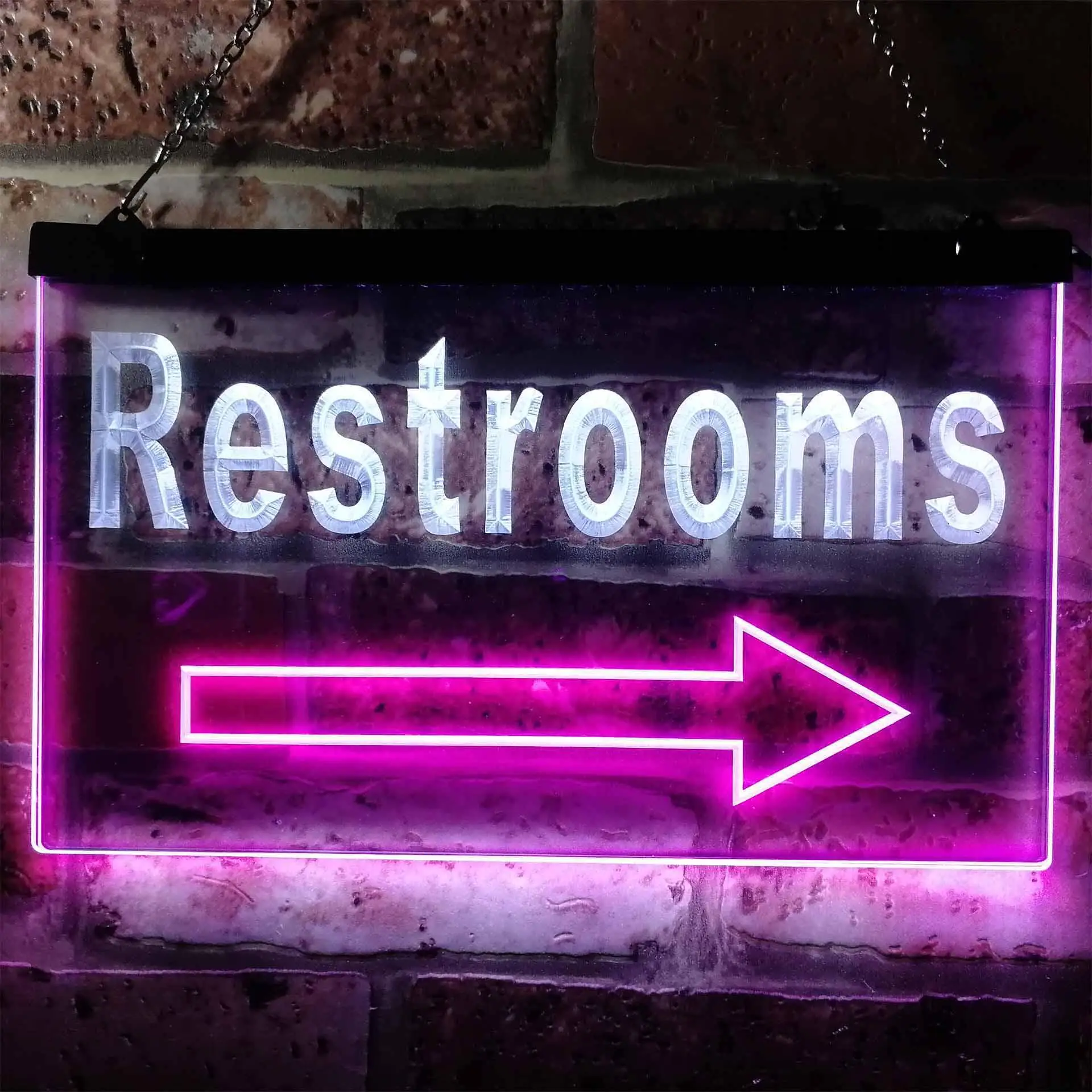 

Restroom/ Toilet. Arrow Direction Pointer Dual Color Led Neon Sign st6-m0049
