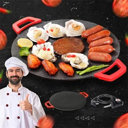 30CM Non-Stick Electric Indoor Grill Pan Household Round BBQ Griddle Plate Korean Grill Pan Smokeless Non-stick Grill 700W