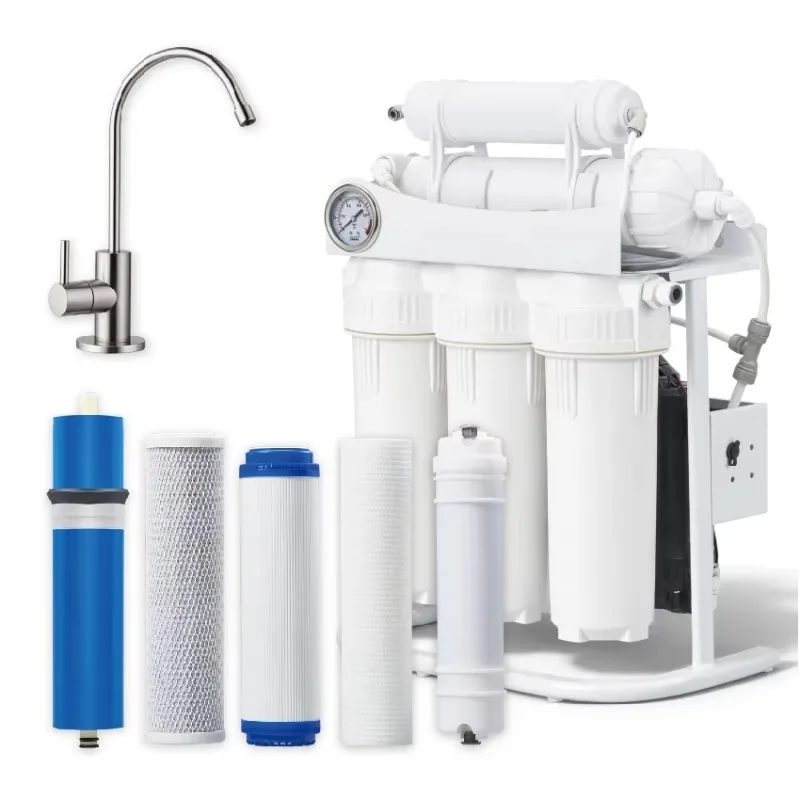 Reverse Osmosis Water Filter Tankless Under Sink RO Purifier System for Home Kitchen With Faucet & Stainless Steel Support Frame