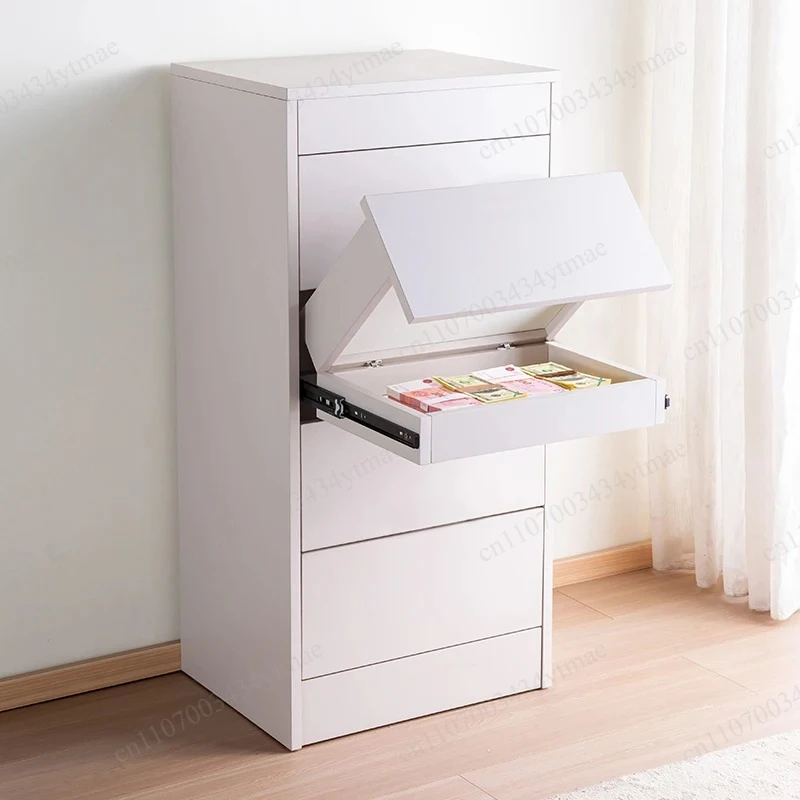 Laminated Hidden Compartment Storage Cabinet Multi Drawer Chest Lockable Locker Home Living Room Organizer Furniture