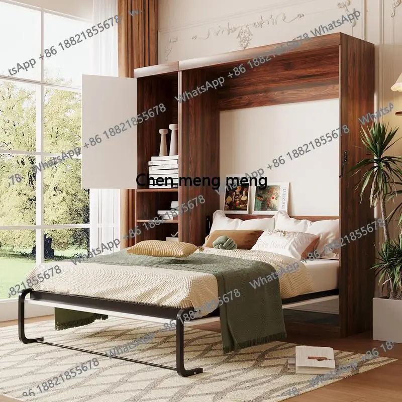 

Full-Size Murphy Bed with Cabinet, White Finish, Space-Saving Design for Small Rooms