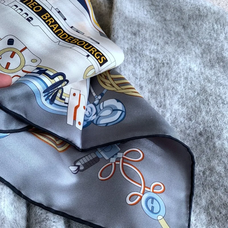 90 Silk Scarf Neckerchief 100% Silk Scarf Shawl 2024 Spring Type Double Sided Same Printing