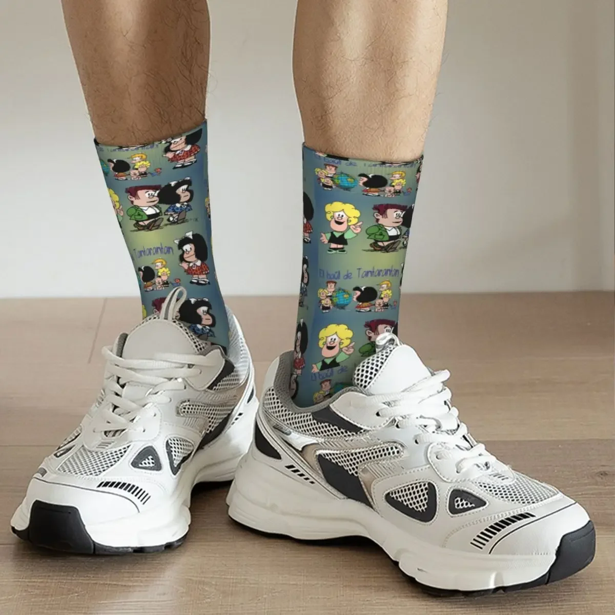 Mafalda Cartoon Pattern Socks para mulheres, aconchegantes, Quino Comics, Skate Crew, bonito, pequenos presentes