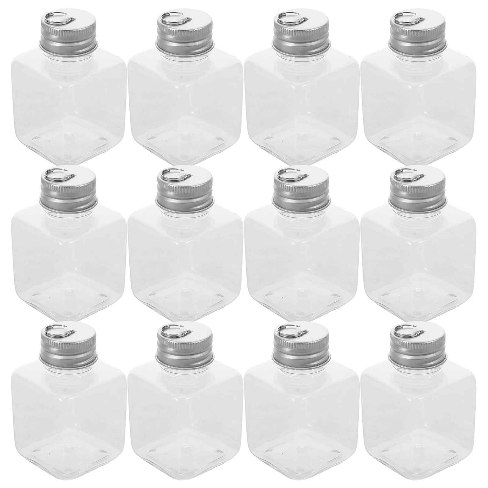 

24Pcs Hanging Loop Caps Plastic Cube Bottles Clear 50Ml Refillable Ornaments Christmas Candy Juice Storage Decoration
