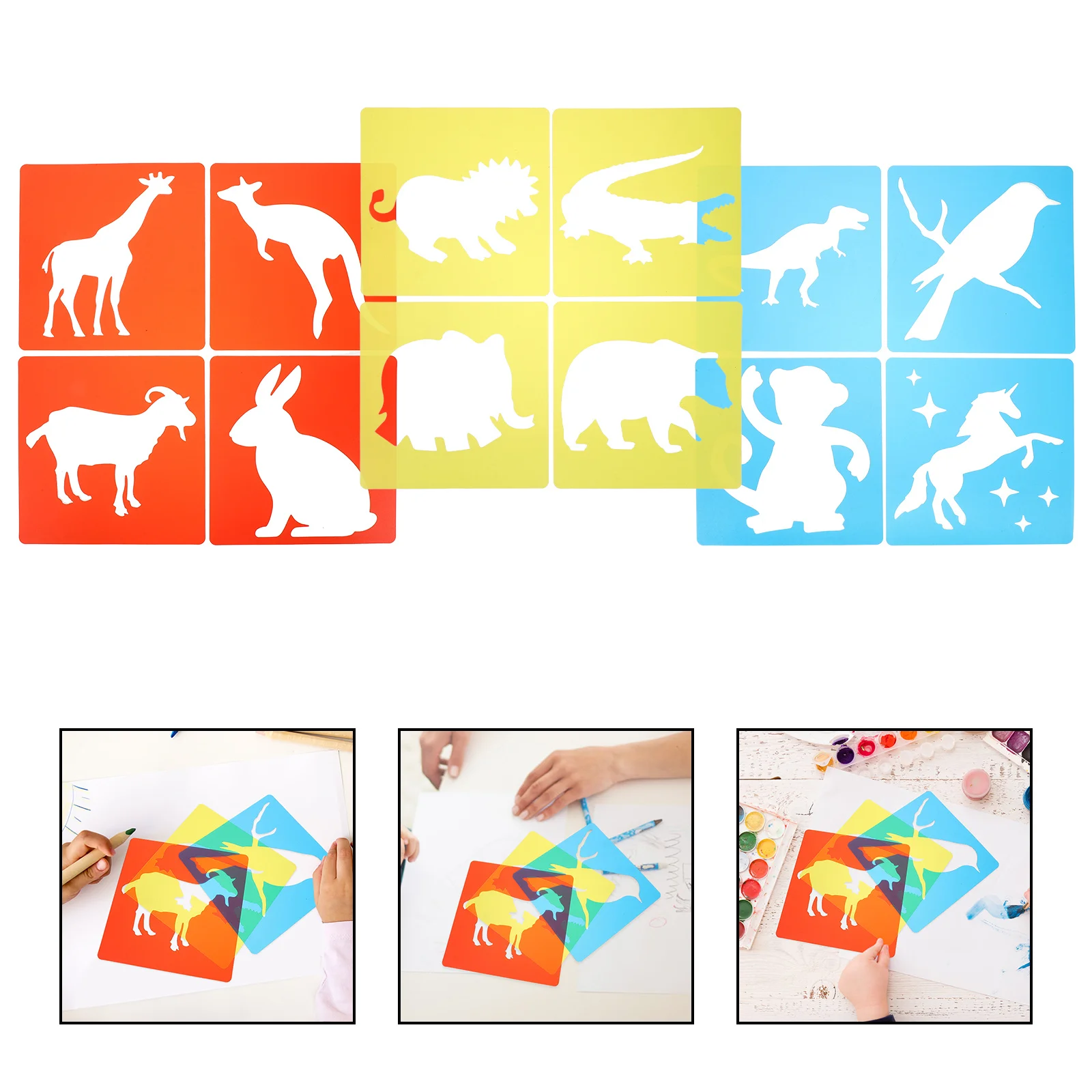 

24Pcs Painting Stencils Reusable Washable Craft Templates for DIY Wall Wood Fabric Art Projects Animal Patterns Multi-Function