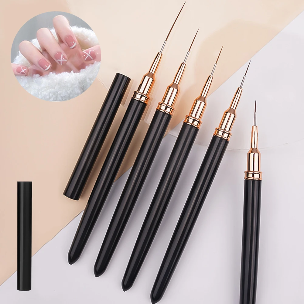 Juego de pinceles delineadores para decoración de uñas, Kits de pinceles para uñas de Gel UV, pintura de líneas a rayas, dibujo, bolígrafo de flores, herramienta de manicura profesional, 5 uds.