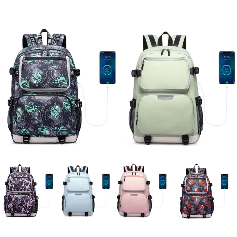 

Fashion Men Women Laptop Travel Backpack Girls School Book Bags USB Large Capacity Teenagers Schoolbags