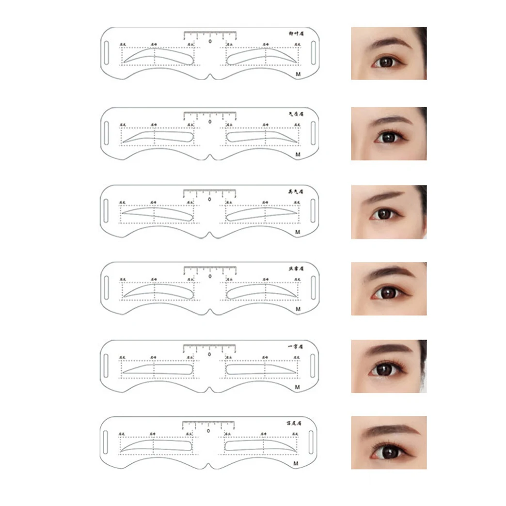 Herbruikbare Wenkbrauw Shaper DIY 6PCS Set Zachte Liniaal Brow Definer Wenkbrauw Stempel Kaart Zachte Liniaal Stencil Vormgeven Make-Up Tool