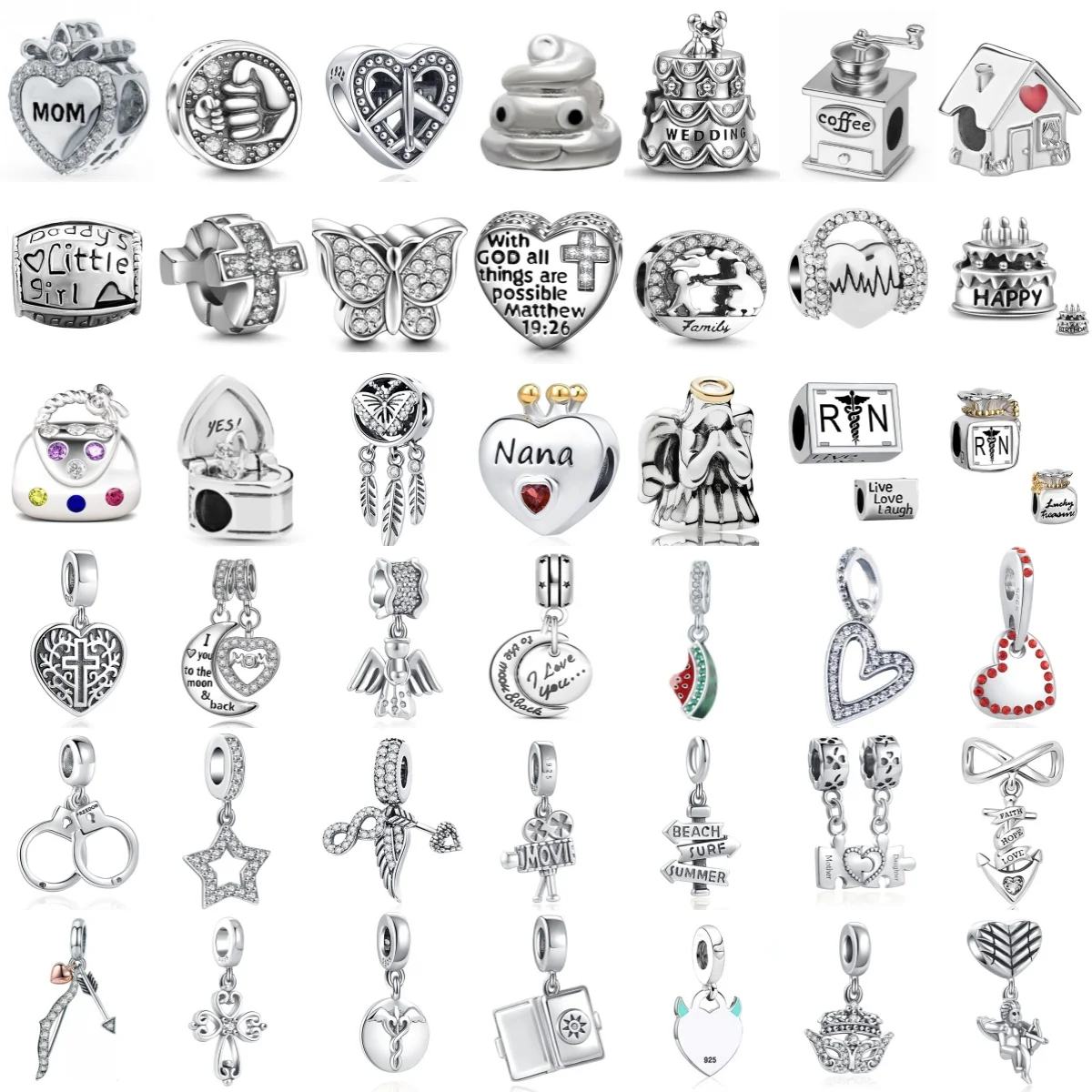 

New Original 925 Silver LOVE Heart-Shaped Bird Butterfly Cake Gift Box Pendant Fit Bracelets, Necklaces, Women's Jewelry Gifts