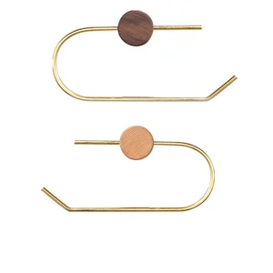 Hygienische Holzpapierhalterung, ohne Bohrer, Küchenlager, Messinghandtuchbügel, Badezimmerzubehör, an der Wand montiert 10 Hauptverkaufsholz Woods - №8