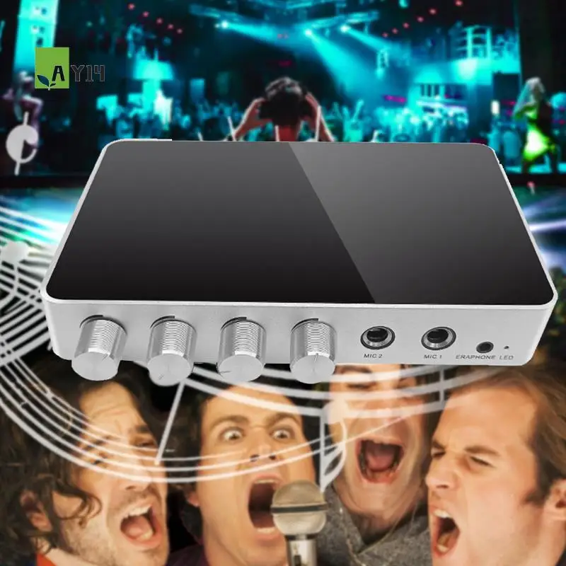 

AY14 -KM200 4K Mini HD Karaoke Sound Mixer Karaoke Audio Mixer Microphone Input Volume Adjustment For Stage KTV Room-US Plug
