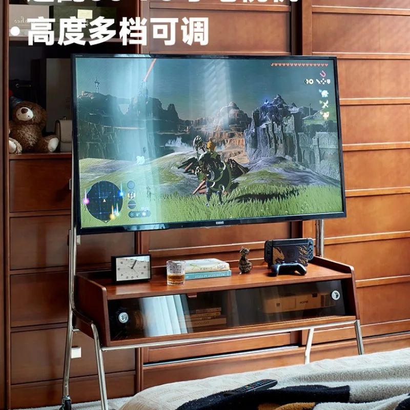 Small apartment living room bedroom floor removable monitor TV rack Nordic