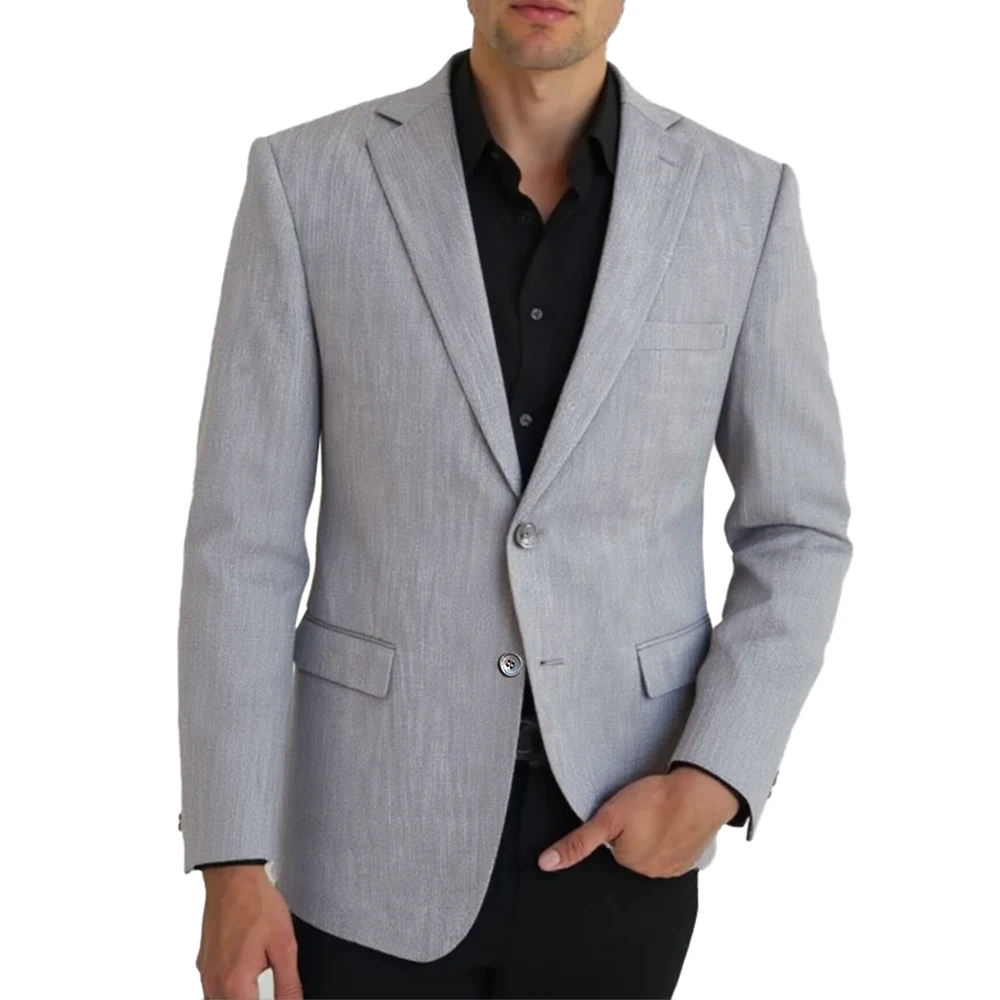 2026 Mode-Blazer für Herren, Herren-Jacke, maßgeschneiderte Anzugjacke, grauer strukturierter Blazer, dezent gemustert, maßgeschneiderter grauer Mantel