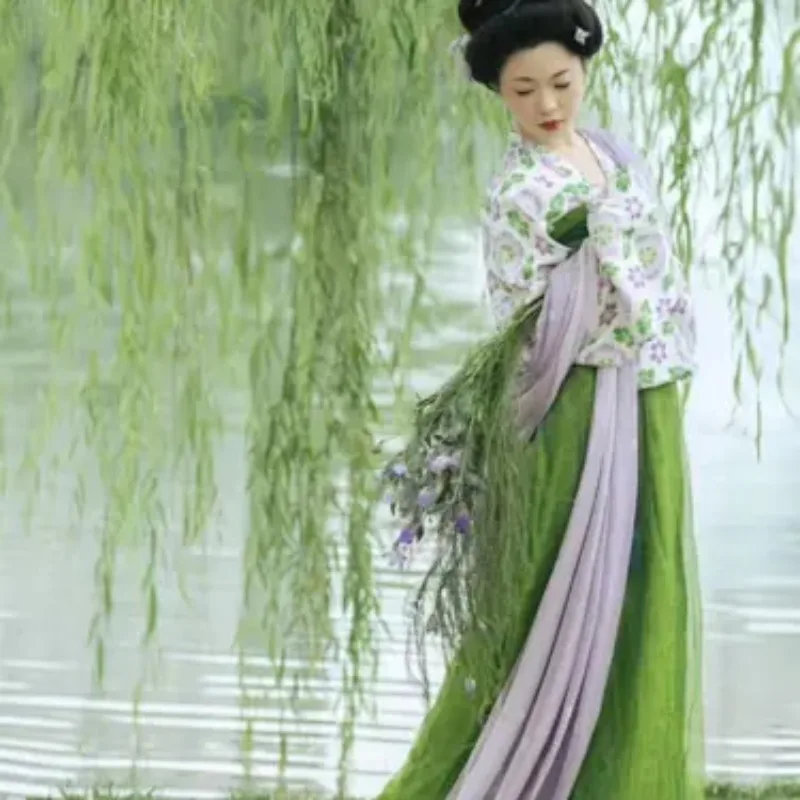 Tang Hanfu One-piece 12-panel Split Skirt Front Opening Short Top Chest High Daily Spring Summer Outfit